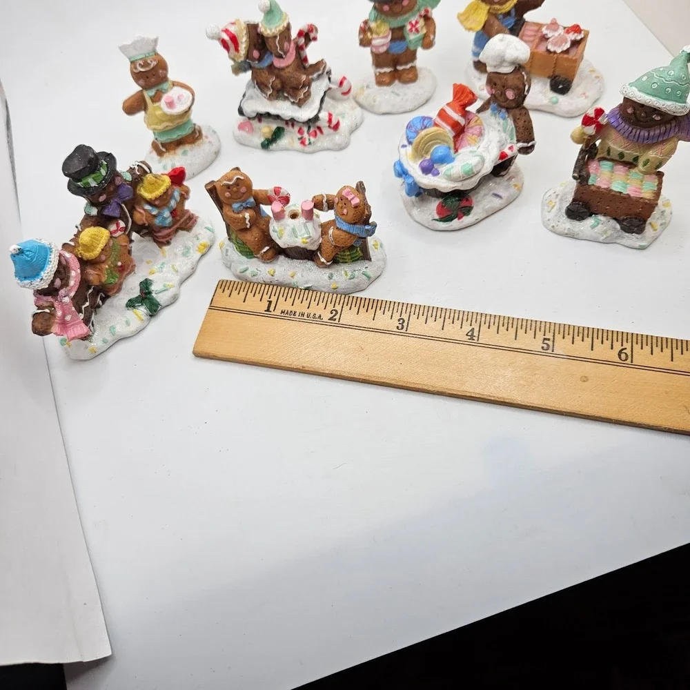 VTG Lot 8 Gingerbread Christmas Village Figurines Candy Bakers Family Miniatures